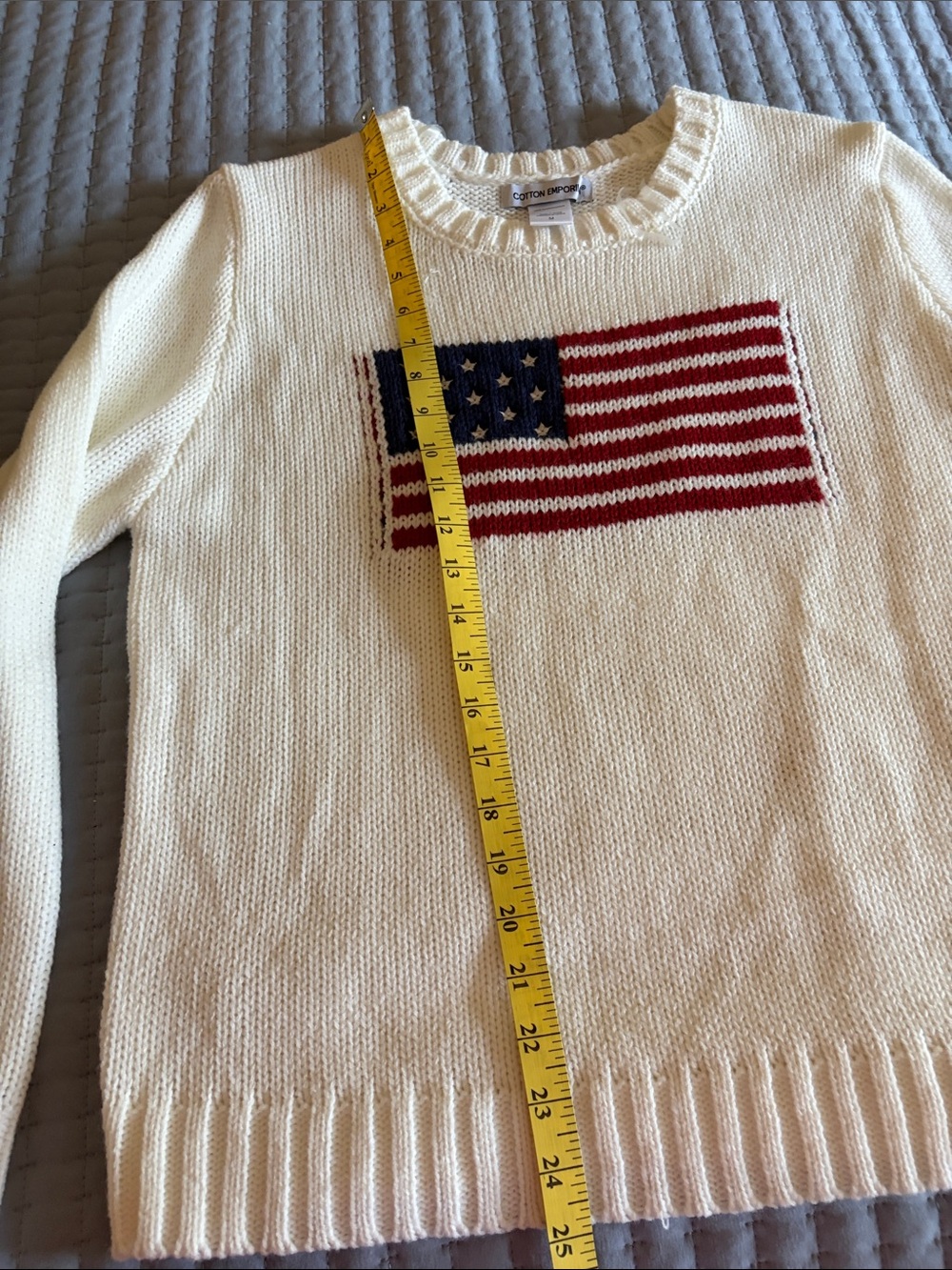 Cotton Emporium Cream Crewneck Sweater with Flag Motif - Picture 5 of 5